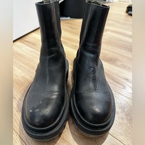 Zara leather lug chunky sole boots